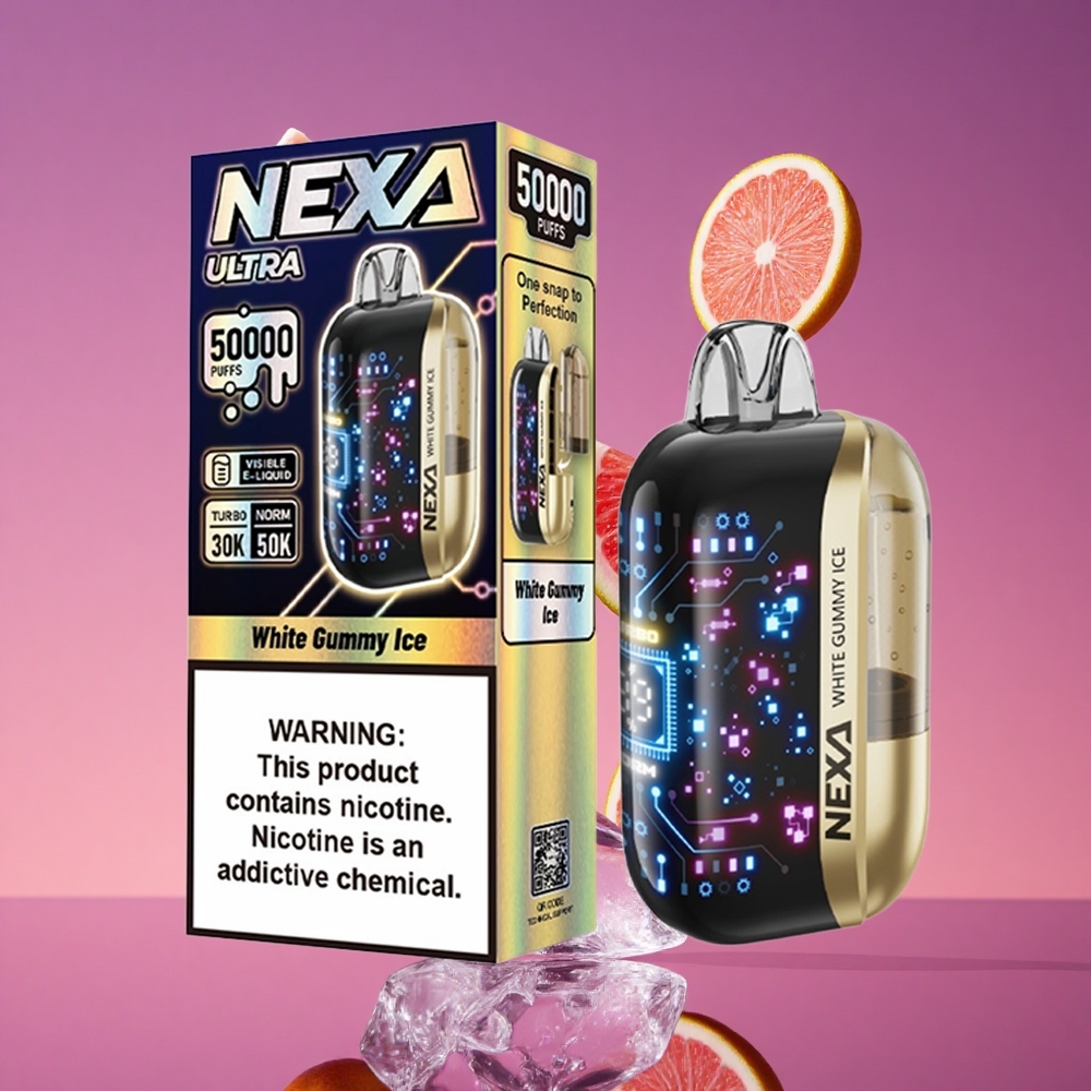 NEXA Ultra 50K Descartável Vape 20ml 5% Nicotina Goma Branca Gelo