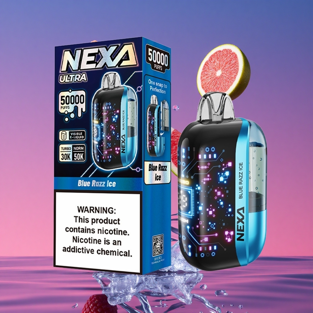 NEXA Ultra 50K Descartável Vape com 20ml Pré-preenchido e 50000 Puffs Blue Razz Ice