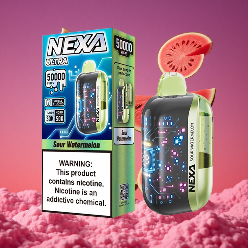 NEXA Ultra 50K Vape Descartável Melancia Azeda com 50000 Puffs e Tela 3D Curva