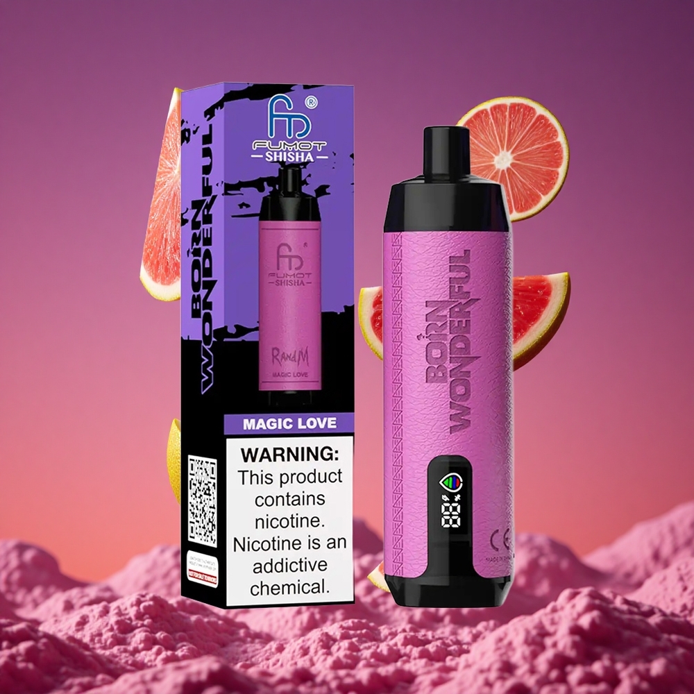 RandM Fumot Shisha 10000 Puffs Descartável Vape Amor Mágico com Indicador LED e 0,5% de Nicotina