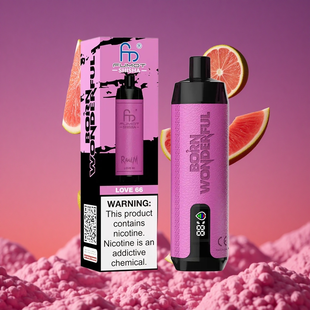 RandM Fumot Shisha 10000 Puffs Vape Descartável Amor 66 com Indicador LED e 18ml de Líquido Pré-preenchido
