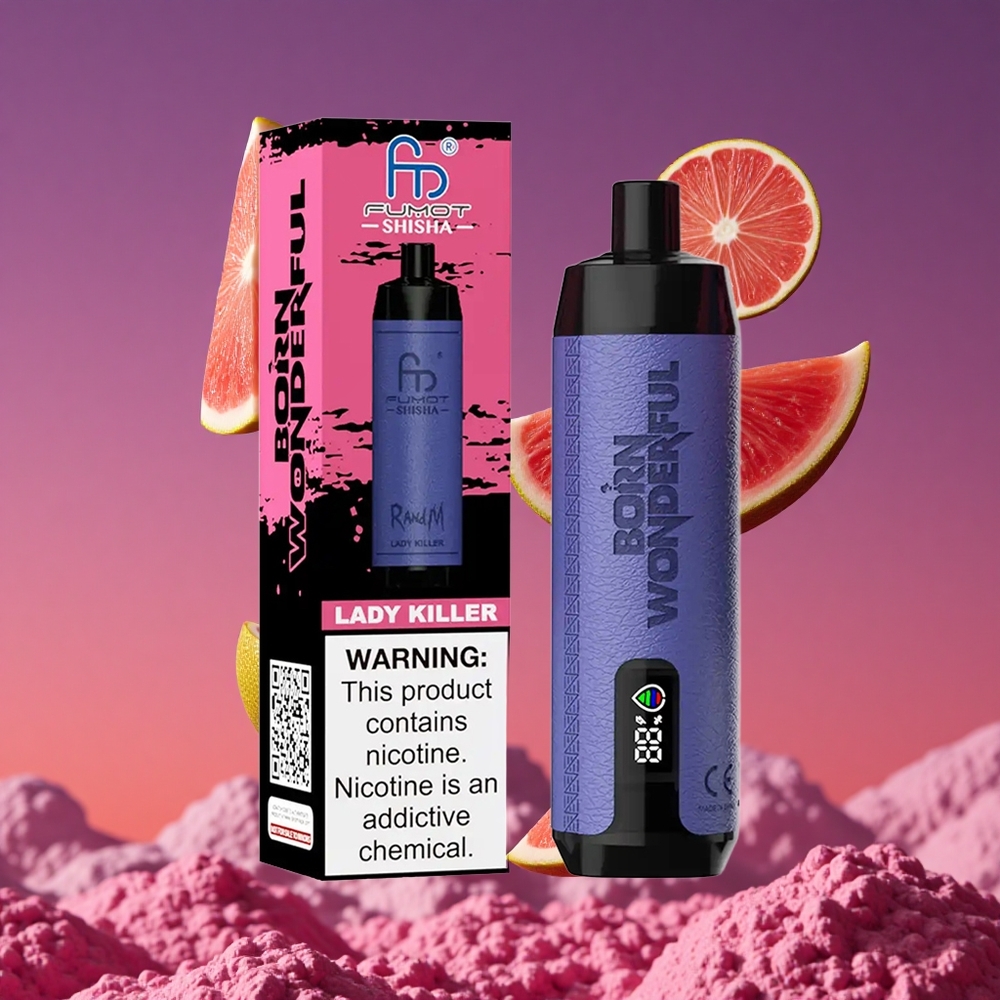 RandM Fumot Shisha 10000 Puffs Vape Descartável Assassina de Corações com Indicador LED e 0,5% de Nicotina