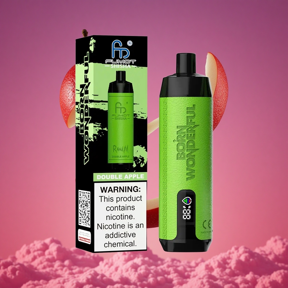 RandM Fumot Shisha 10000 Puffs Vape Descartável Maçã Dupla com Indicador LED e Bateria 850 mAh