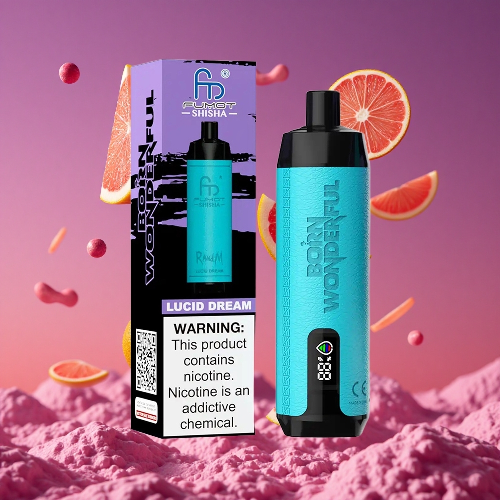 RandM Fumot Shisha 10000 Puffs Vape Descartável Sonho Lúcido com Indicador LED e 18ml de E-líquido Pré-carregado
