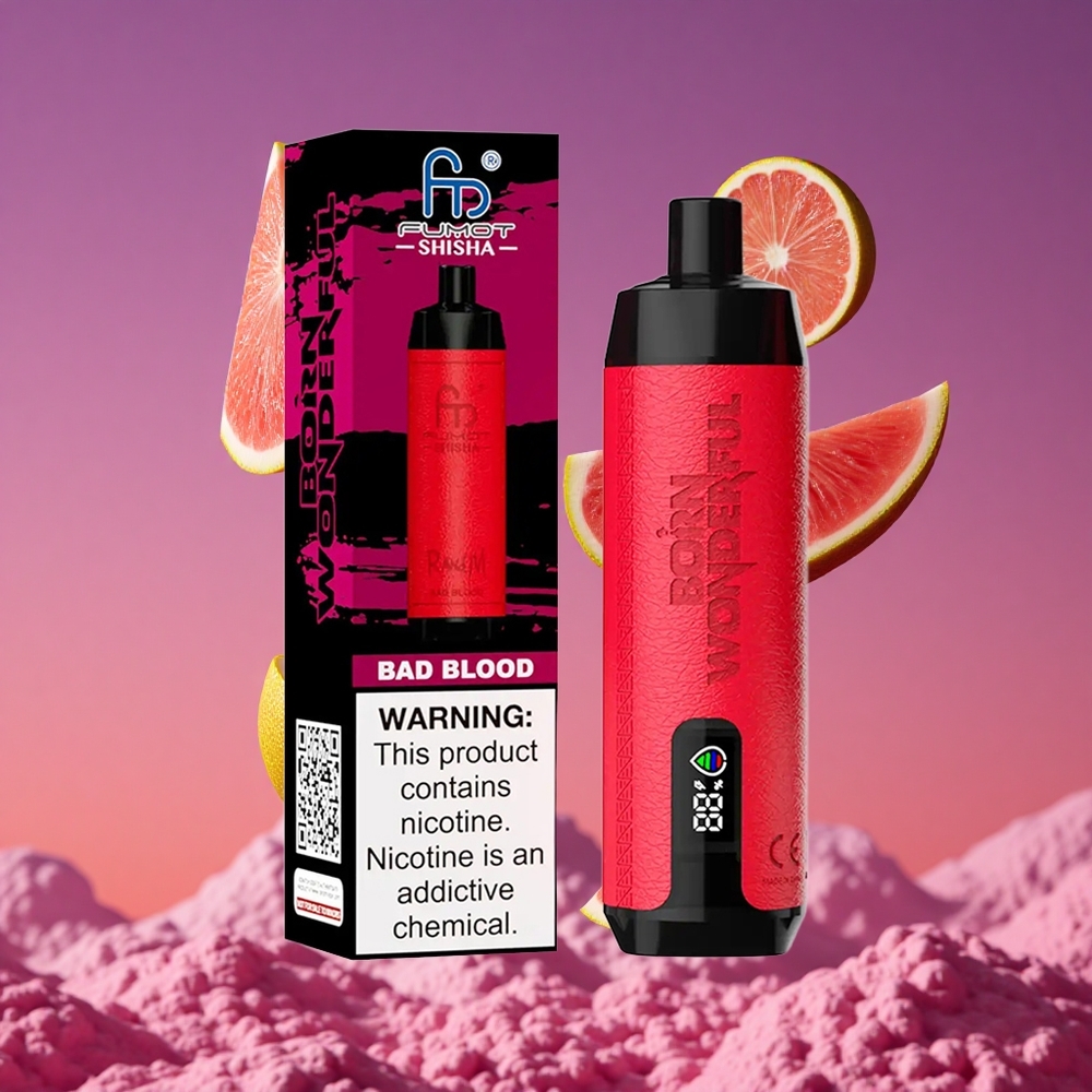 RandM Fumot Shisha 10000 Puffs Vape Descartável com 18ml de Líquido Pré-preenchido Bad Blood (Sangue Ruim)