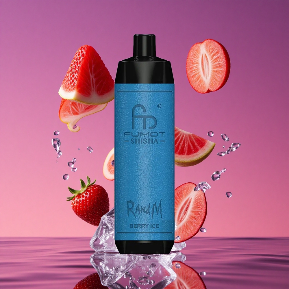 RandM Fumot Shisha 10000 Puffs Vape Descartável com 18ml de Líquido Pré-preenchido - Gelo de Frutas Vermelhas