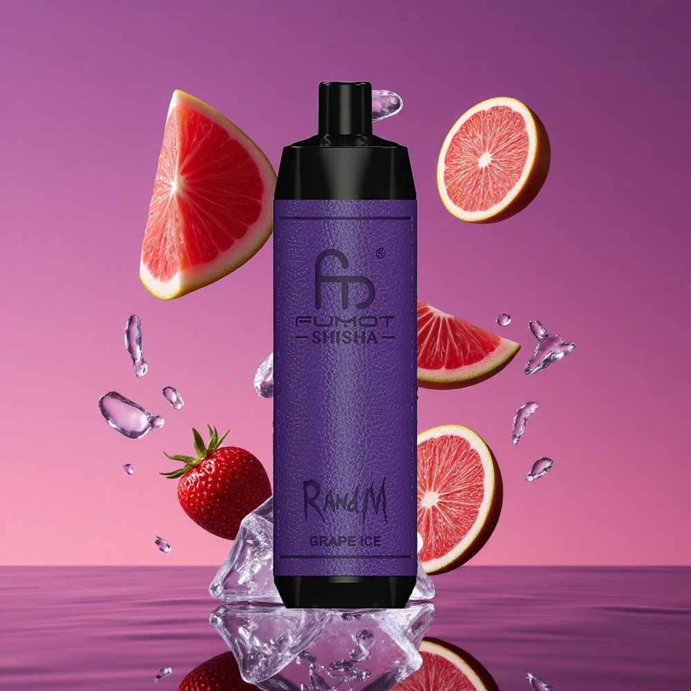 RandM Fumot Shisha 10000 Puffs Vape Descartável com Indicador LED e Gelado de Uva