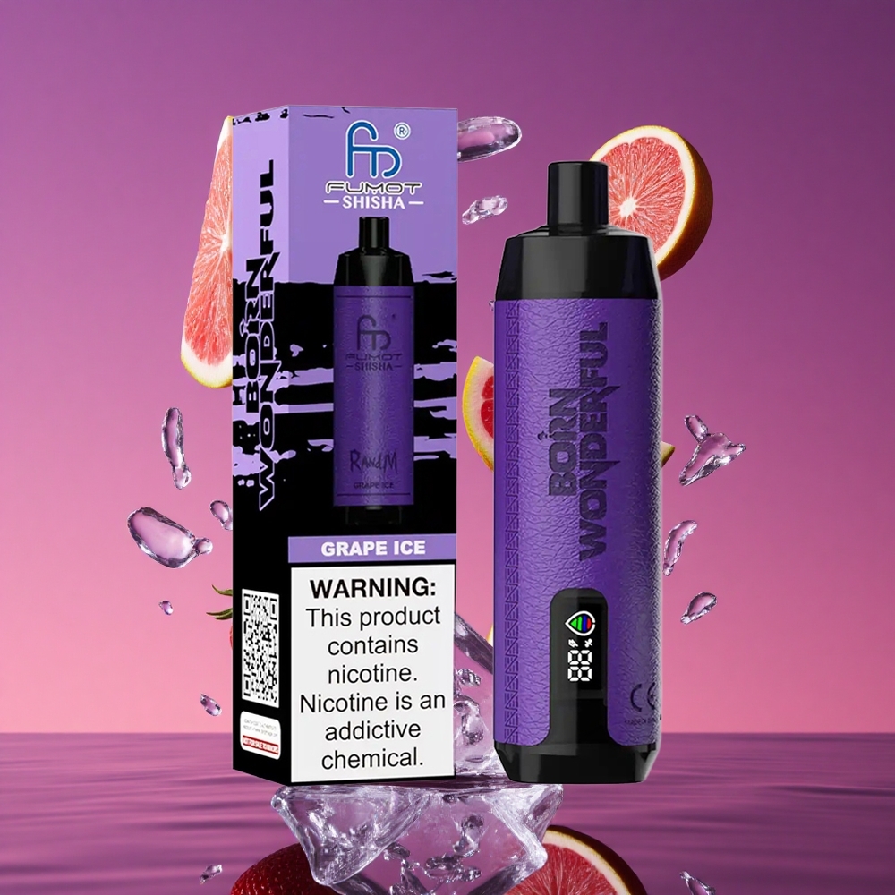 RandM Fumot Shisha 10000 Puffs Vape Descartável com Indicador LED e Gelado de Uva