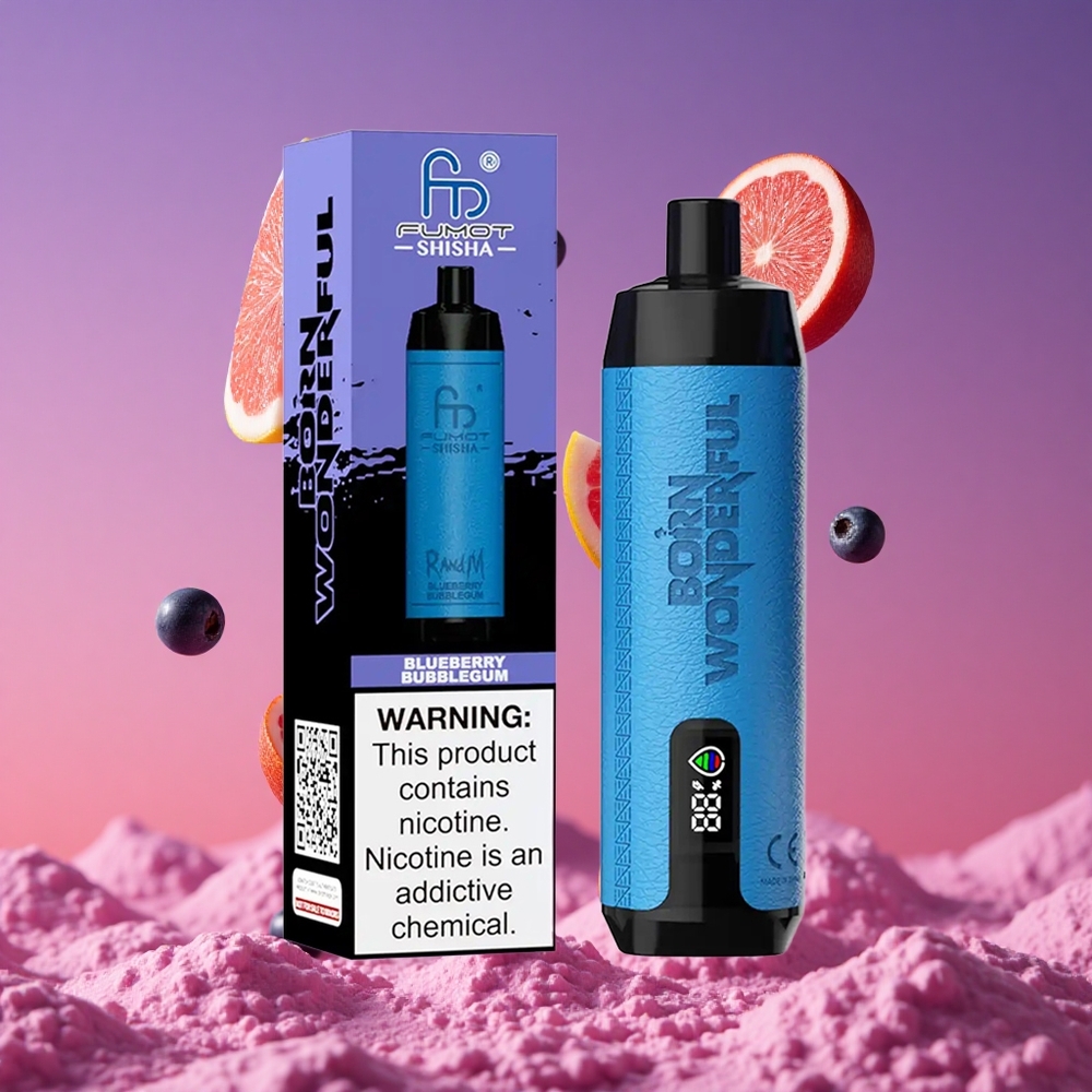 RandM Fumot Shisha 10000 Puffs Vape Descartável com Indicador LED e Sabor Chiclete de Mirtilo