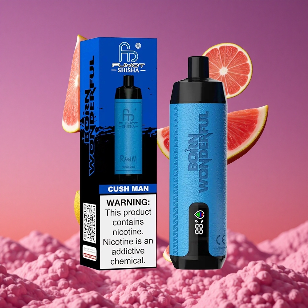 RandM Fumot Shisha 10000 Puffs Vape Descartável com Indicador LED e Sabor Cush Man