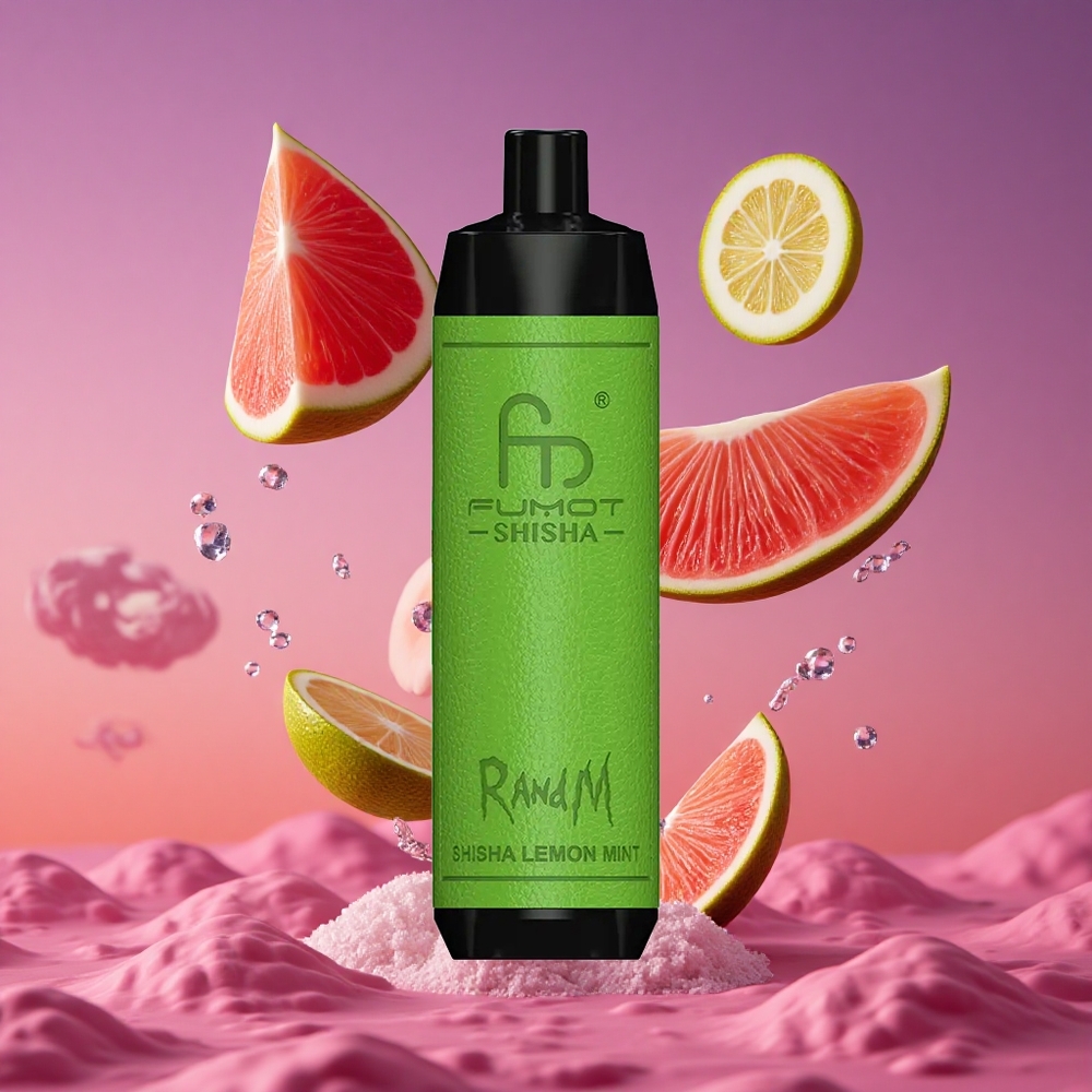 RandM Fumot Shisha 10000 Puffs Vape Descartável com Indicador LED e Sabor Limão Hortelã