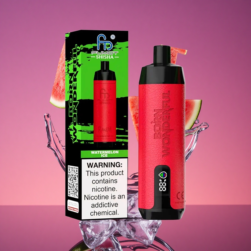 RandM Fumot Shisha 10000 Puffs Vape Descartável com LED Indicador e Melancia Gelada
