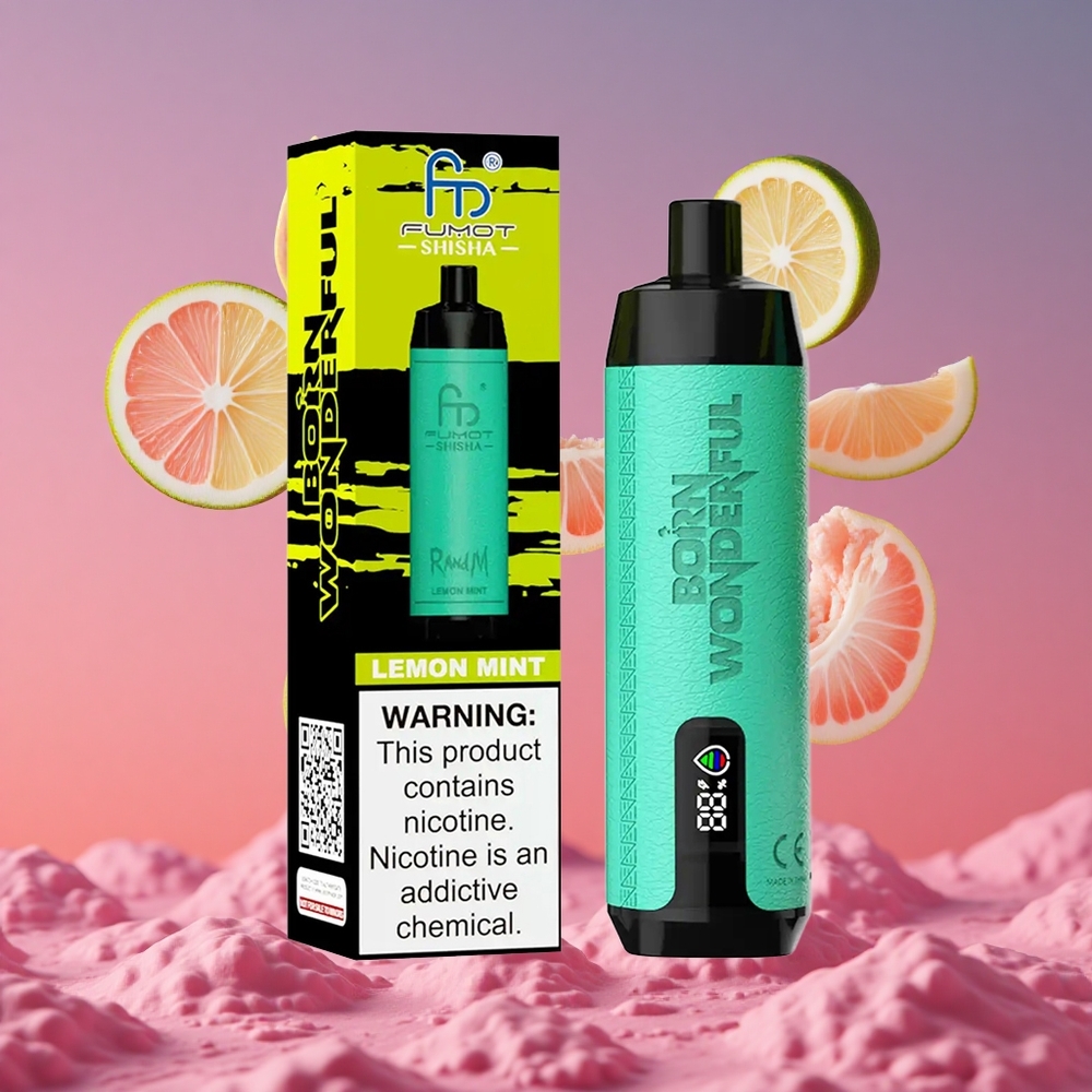 RandM Fumot Shisha 10000 Puffs com Indicador LED e Sabor Limão Hortelã