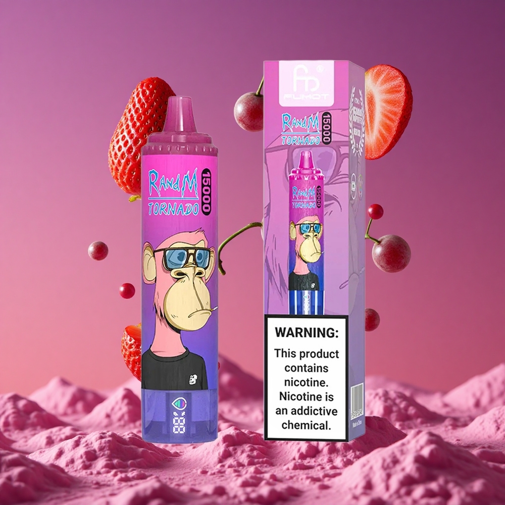 RandM Fumot Tornado 15000 Puffs 25ml Morango Uva Tela LCD