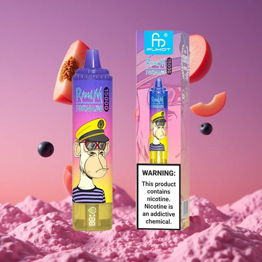 RandM Fumot Tornado 15000 Puffs 25ml Pêssego Blueberry Candy