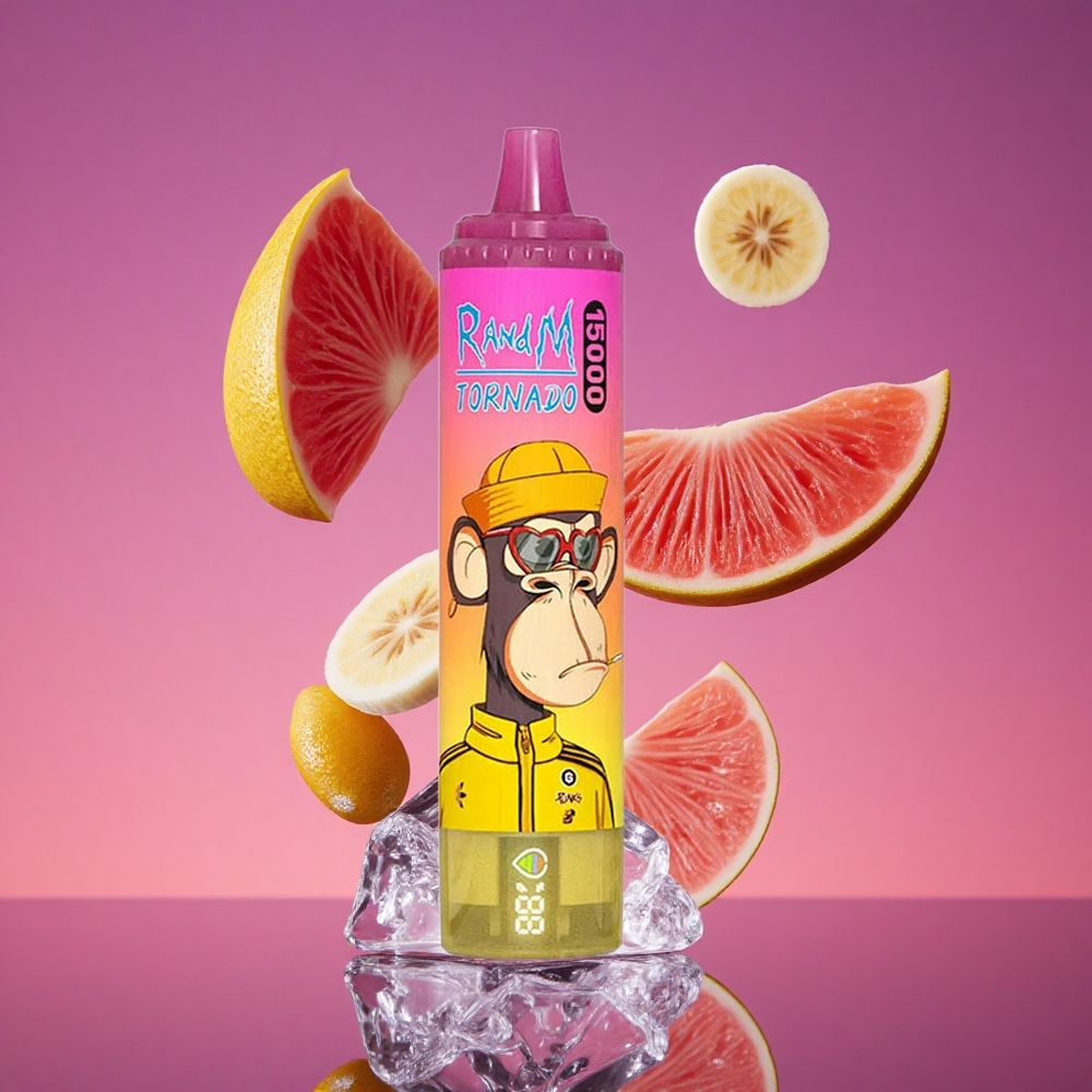 RandM Fumot Tornado 15000 Puffs Vaporizador Descartável Banana Gelo com 25ml de Capacidade e Bobina Mesh 0.9 Ohm