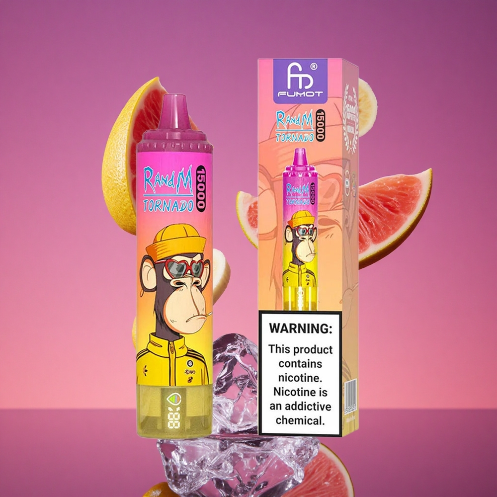 RandM Fumot Tornado 15000 Puffs Vaporizador Descartável Banana Gelo com 25ml de Capacidade e Bobina Mesh 0.9 Ohm