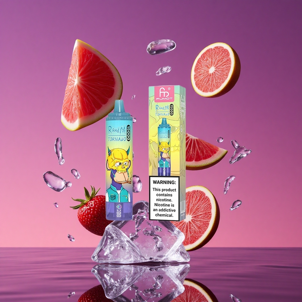 RandM Fumot Tornado 15000 Puffs com Tela LCD e Sabor Gelado de Uva