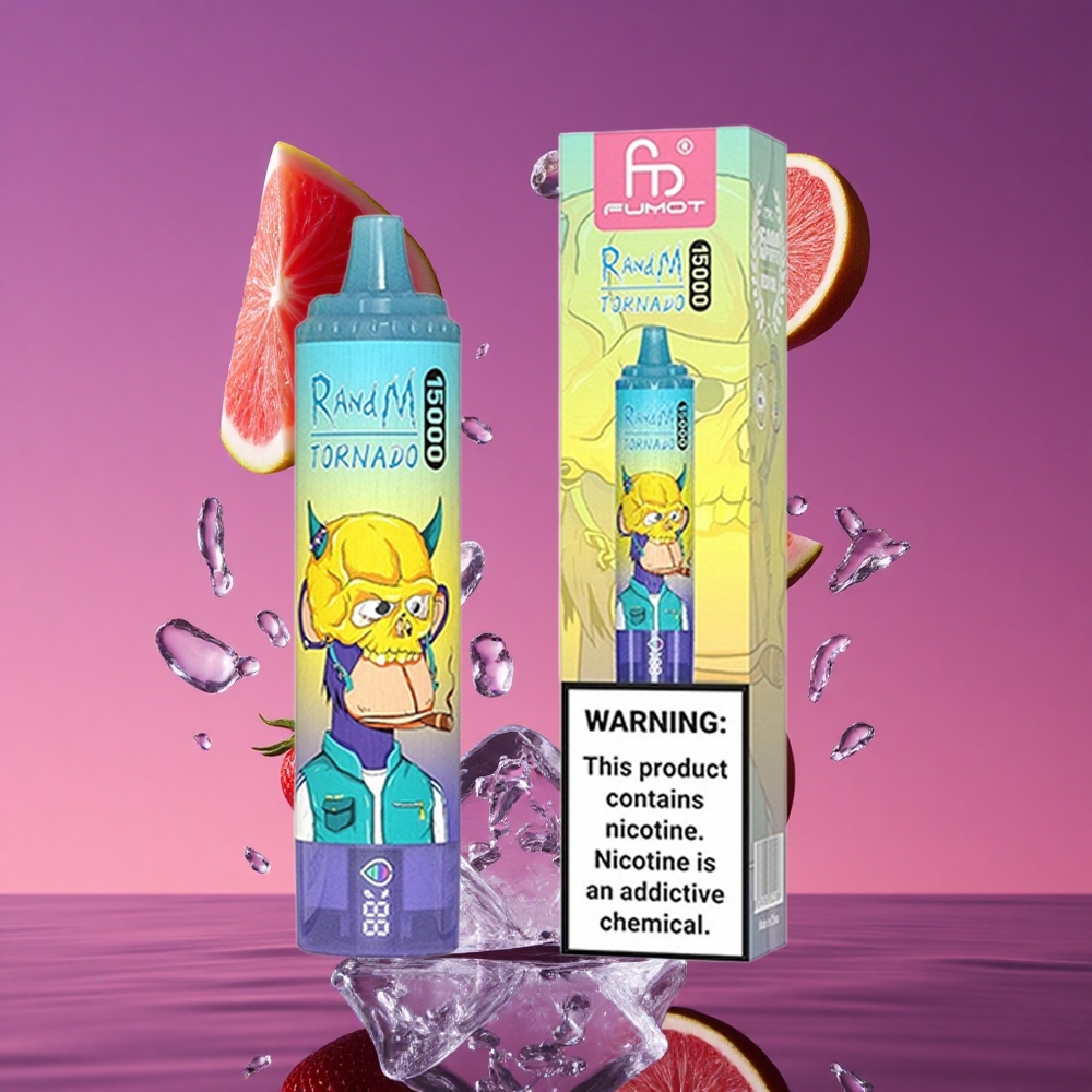 RandM Fumot Tornado 15000 Puffs com Tela LCD e Sabor Gelado de Uva