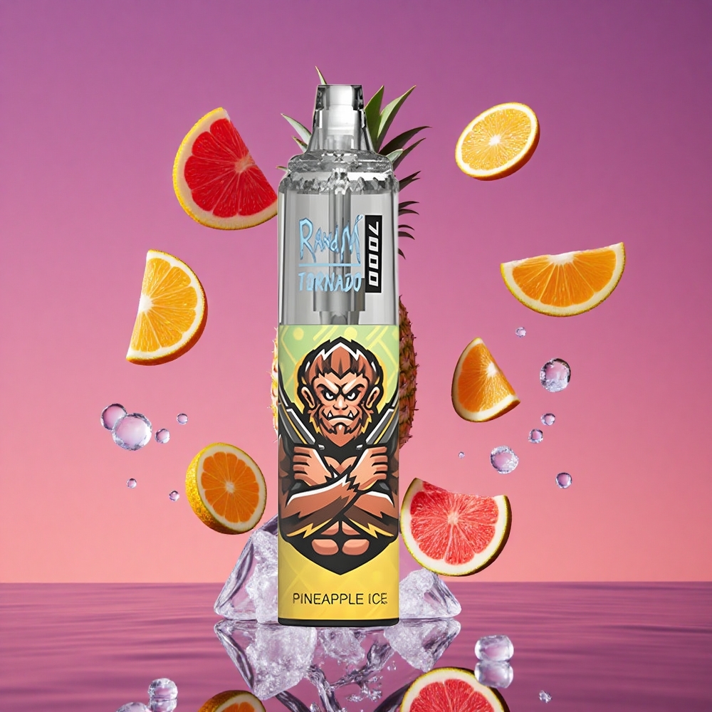 RandM Fumot Tornado 7000 Puffs 14 ML E-líquido Vape Descartável Abacaxi Gelo