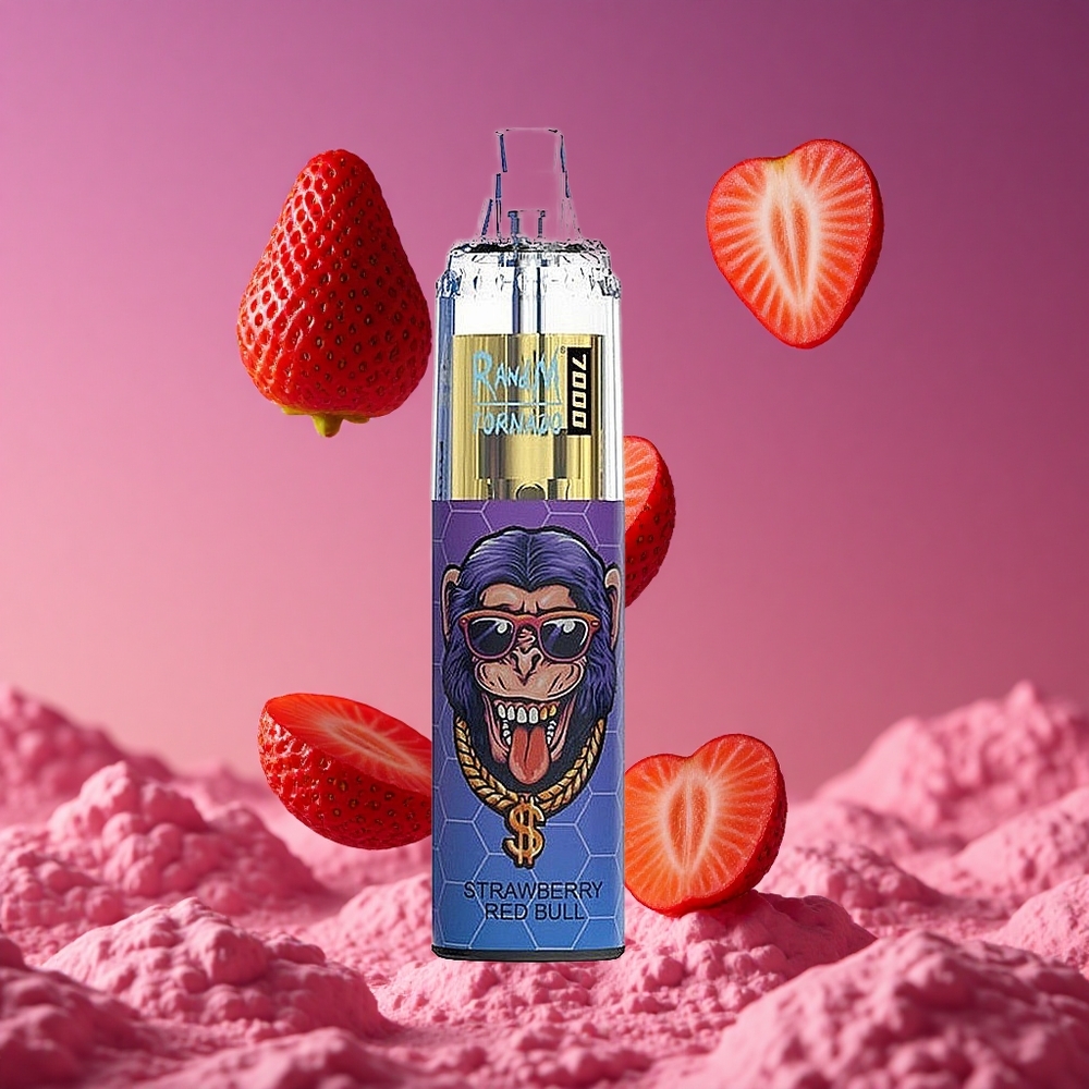 RandM Fumot Tornado 7000 Puffs Vape Descartável 14 ML E-líquido e 850 MAH Bateria Morango Red Bull