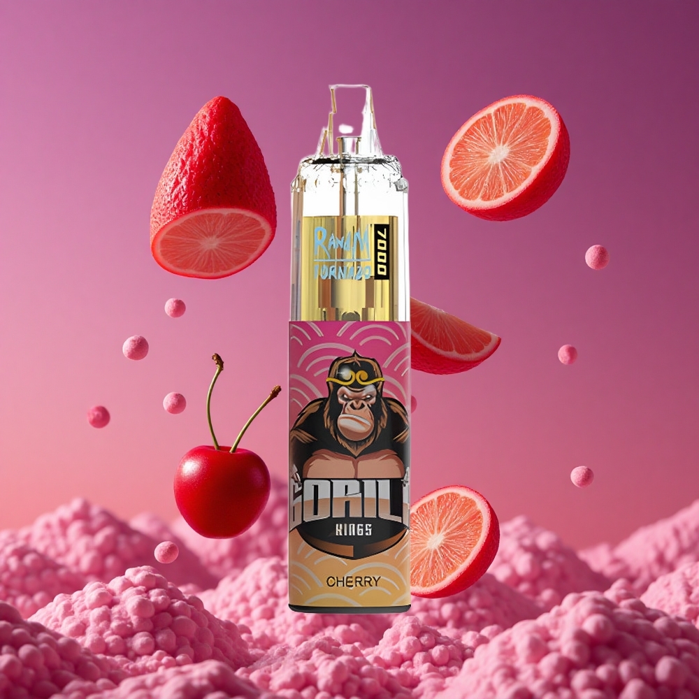 RandM Fumot Tornado 7000 Puffs Vape Descartável Cereja com 14 ML de E-líquido e Bateria de 850 MAH