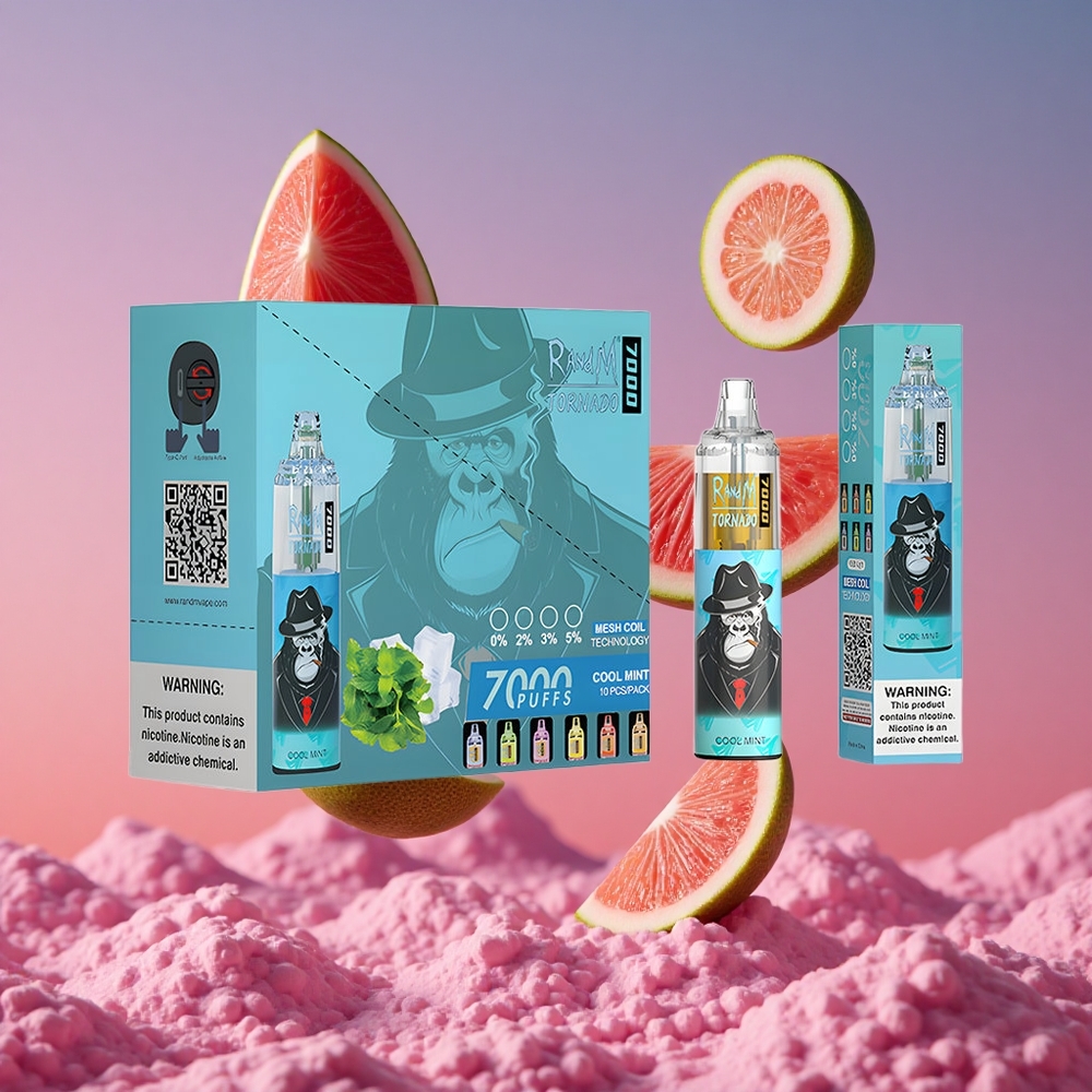 RandM Fumot Tornado 7000 Puffs Vape Descartável Menta Fresca com 14 ML de E-líquido e Bateria de 850 MAH
