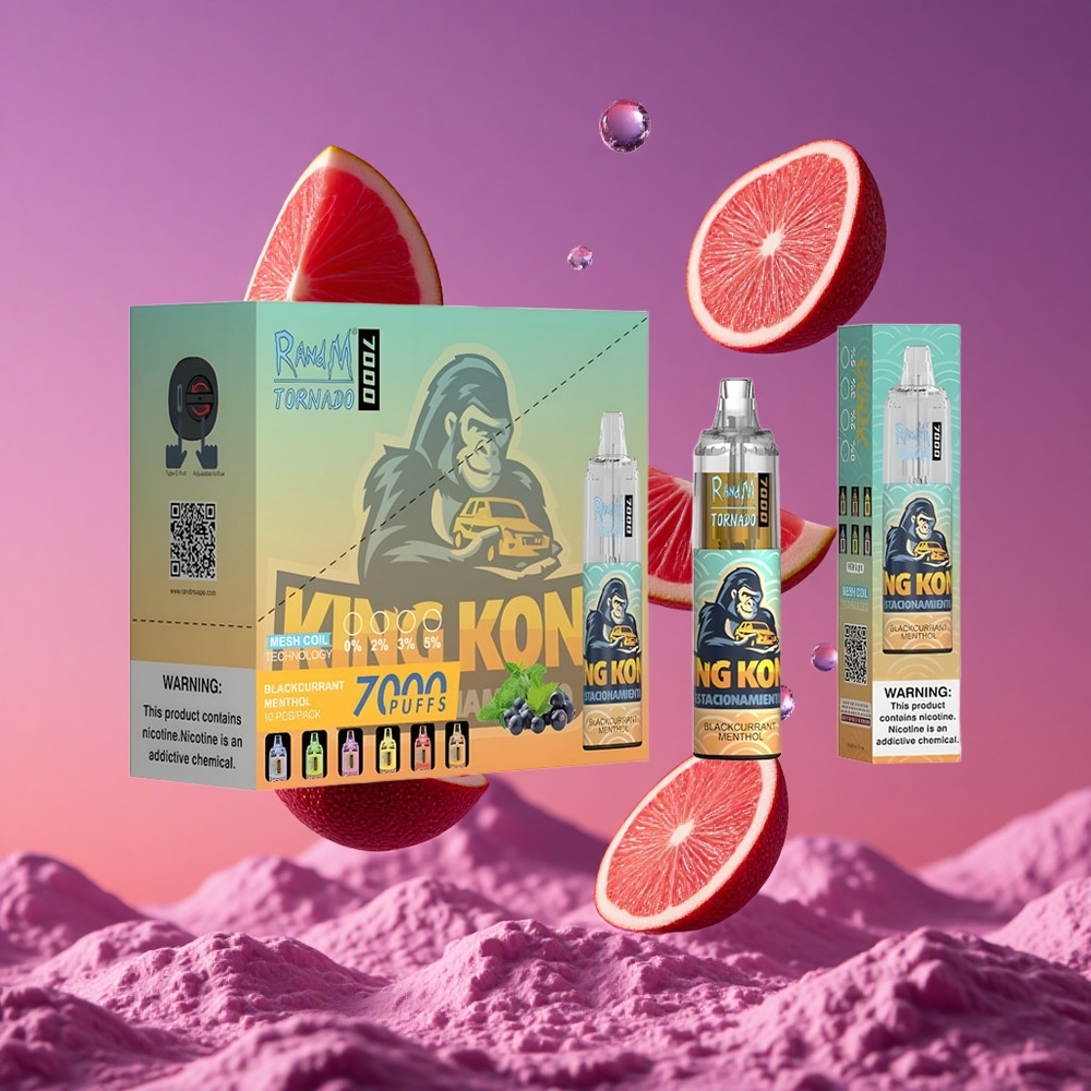 RandM Fumot Tornado 7000 Puffs Vape Descartável Mirtilo Mentolado com 14 ML de E-líquido e Bateria de 850 MAH