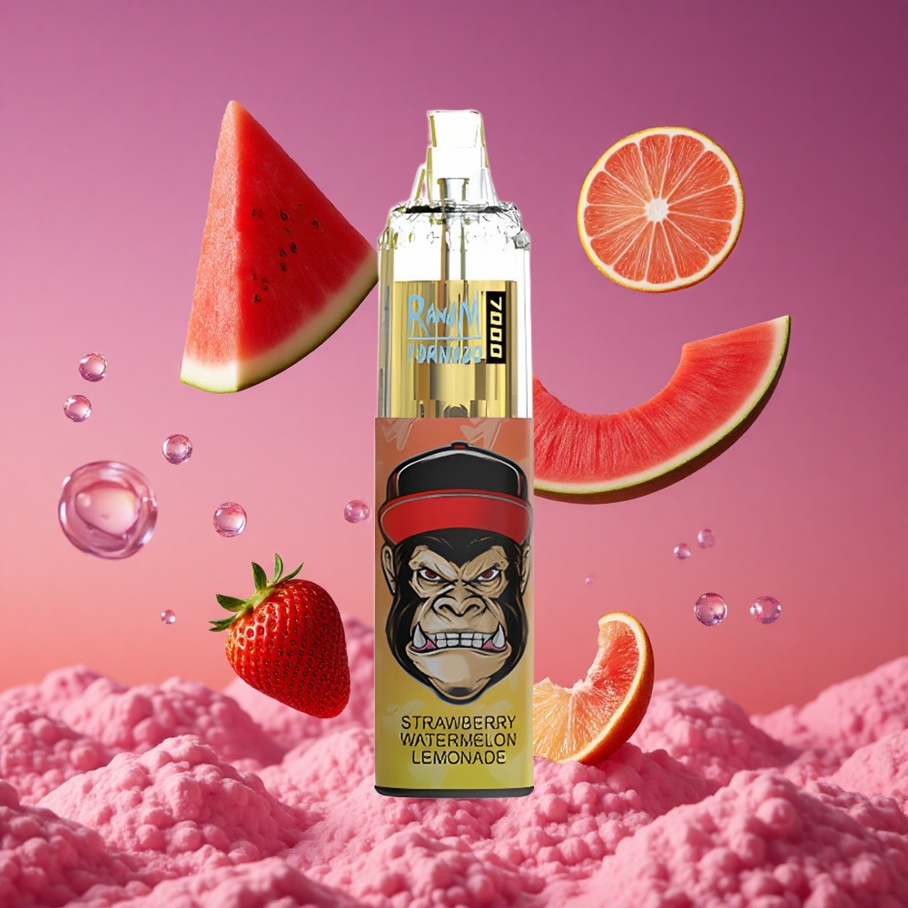 RandM Fumot Tornado 7000 Puffs Vape Descartável Morango Melancia Limonada com 14 ML de E-líquido e Bateria de 850 MAH