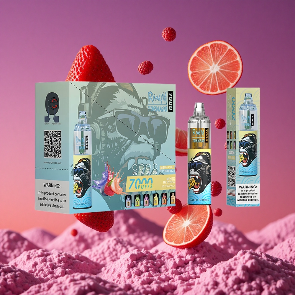 RandM Fumot Tornado 7000 Vape Descartável 14 ML de E-líquido e 850 MAH de Bateria - Frutas Vermelhas Misturadas