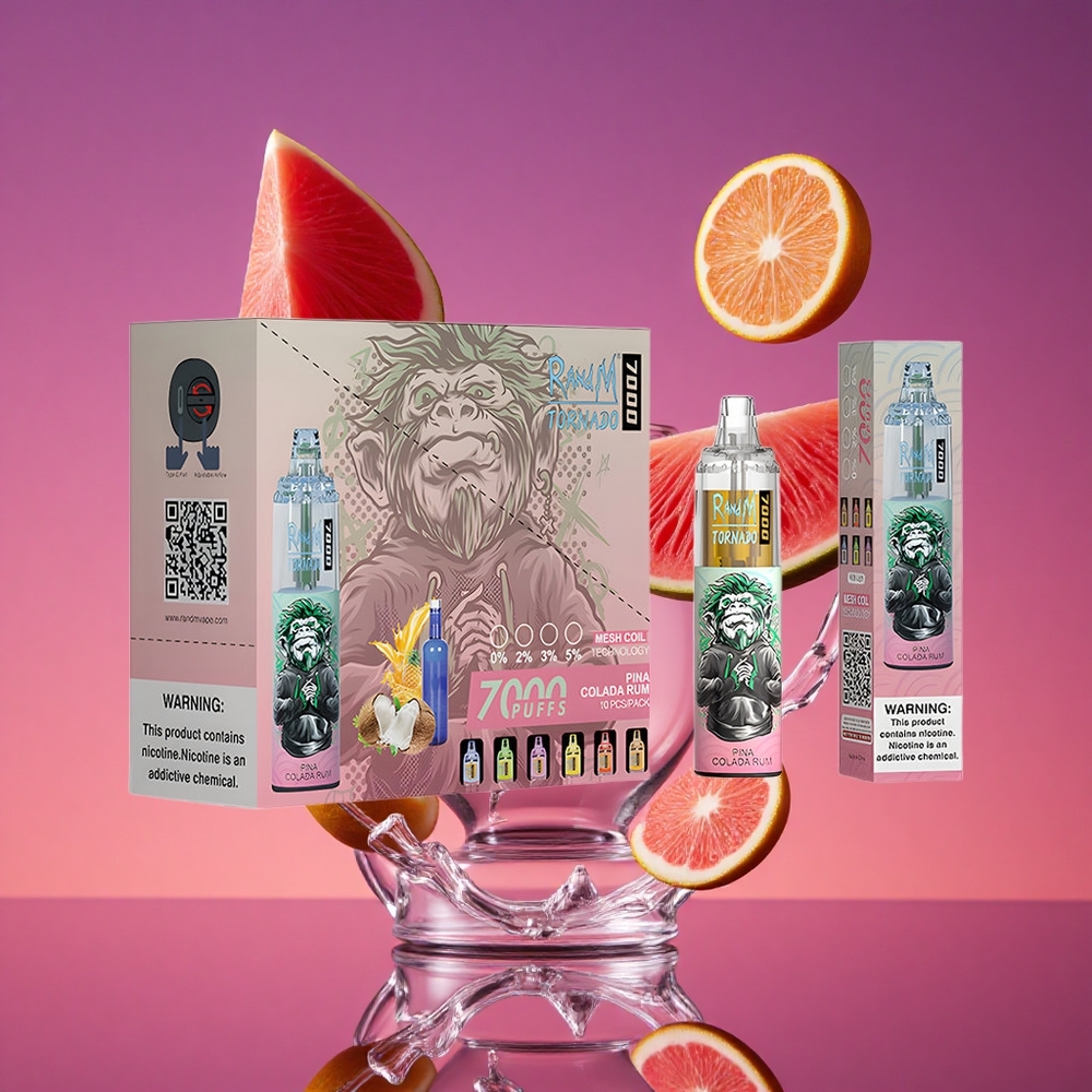RandM Fumot Tornado 7000 Vape Descartável Pina Colada Rum com 14 ML de E-líquido e Bateria de 850 MAH
