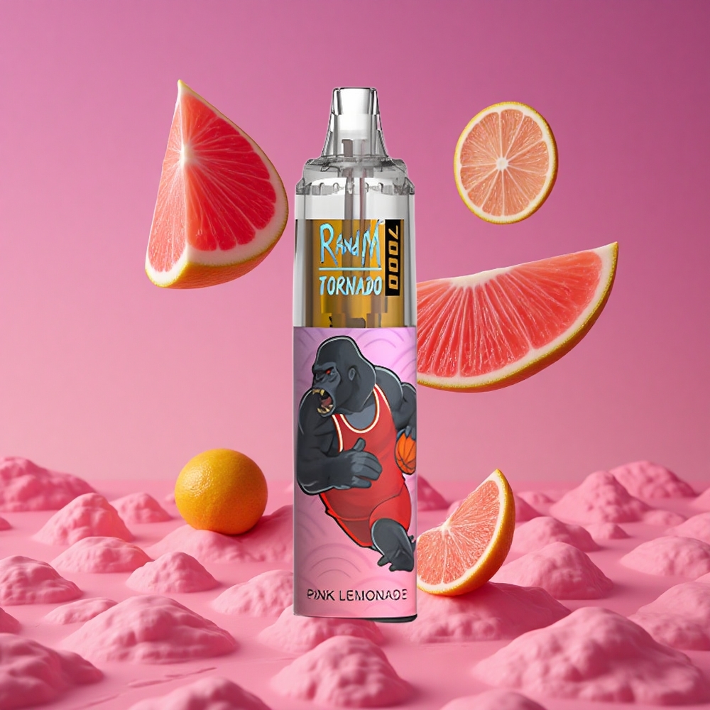 RandM Fumot Tornado 7000 Vape Descartável Pink Limonada com 14 ML de E-líquido e Bobina Mesh