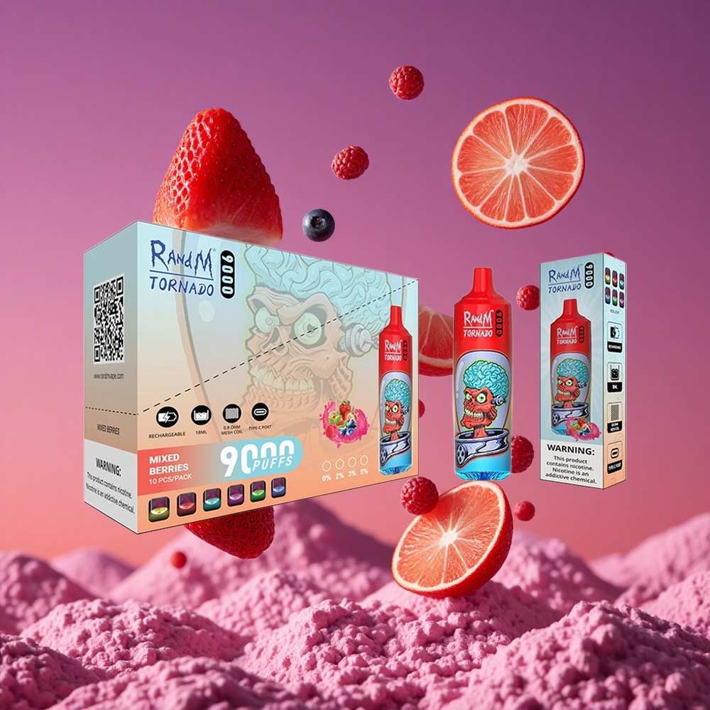 RandM Fumot Tornado 9000 Puffs Recarregável com Bateria de 850 mAh e Mistura de Frutas Silvestres