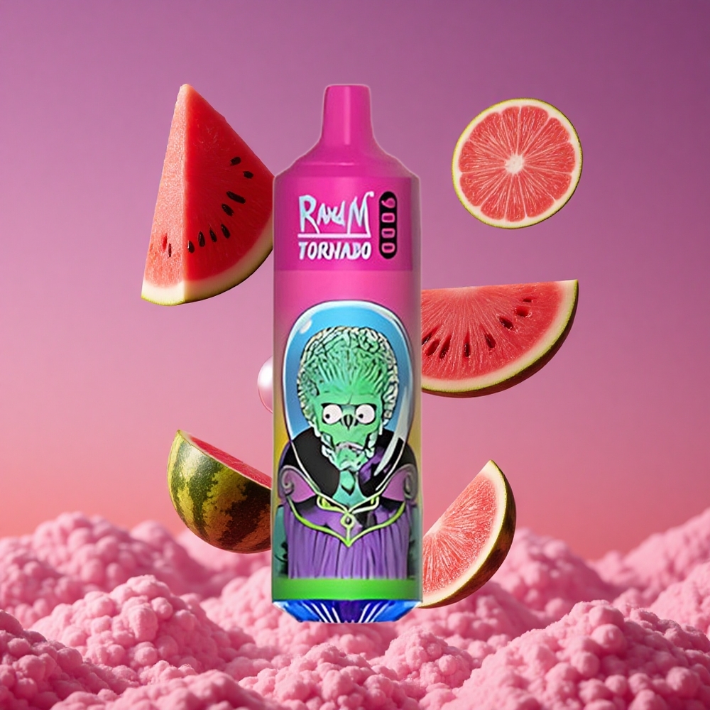 RandM Fumot Tornado 9000 Puffs Vape Descartável Chiclete de Melancia com Bateria Recarregável de 850 mAh