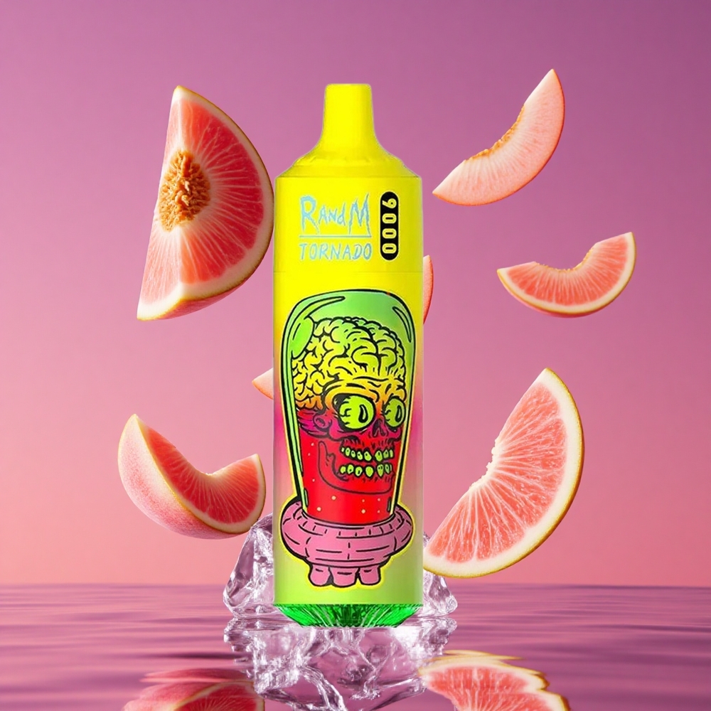 RandM Fumot Tornado 9000 Puffs Vape Pêssego Gelado de Verão com Bateria Recarregável 850 mAh e E-líquido 18 mL