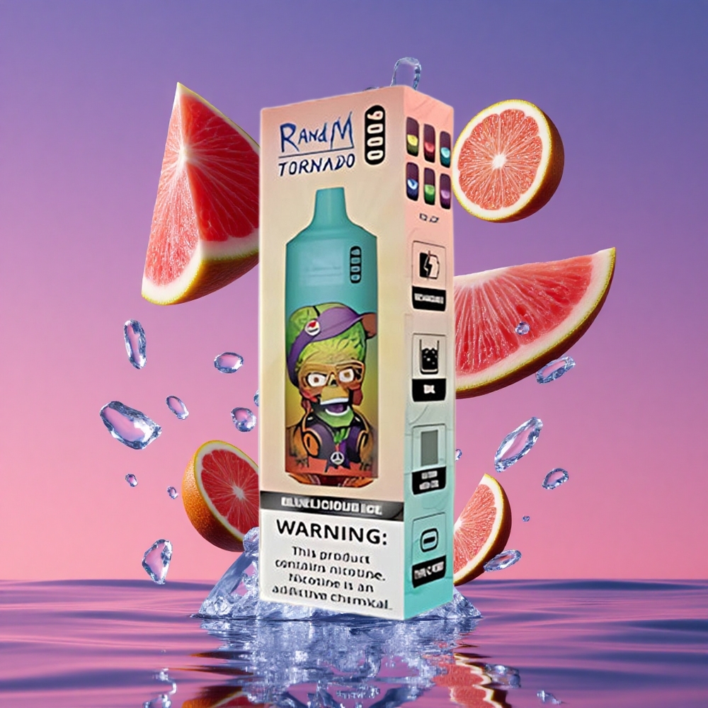 RandM Fumot Tornado 9000 Puffs Vaporizador Descartável Gelo Azul Delicioso com Bateria Recarregável de 850 mAh