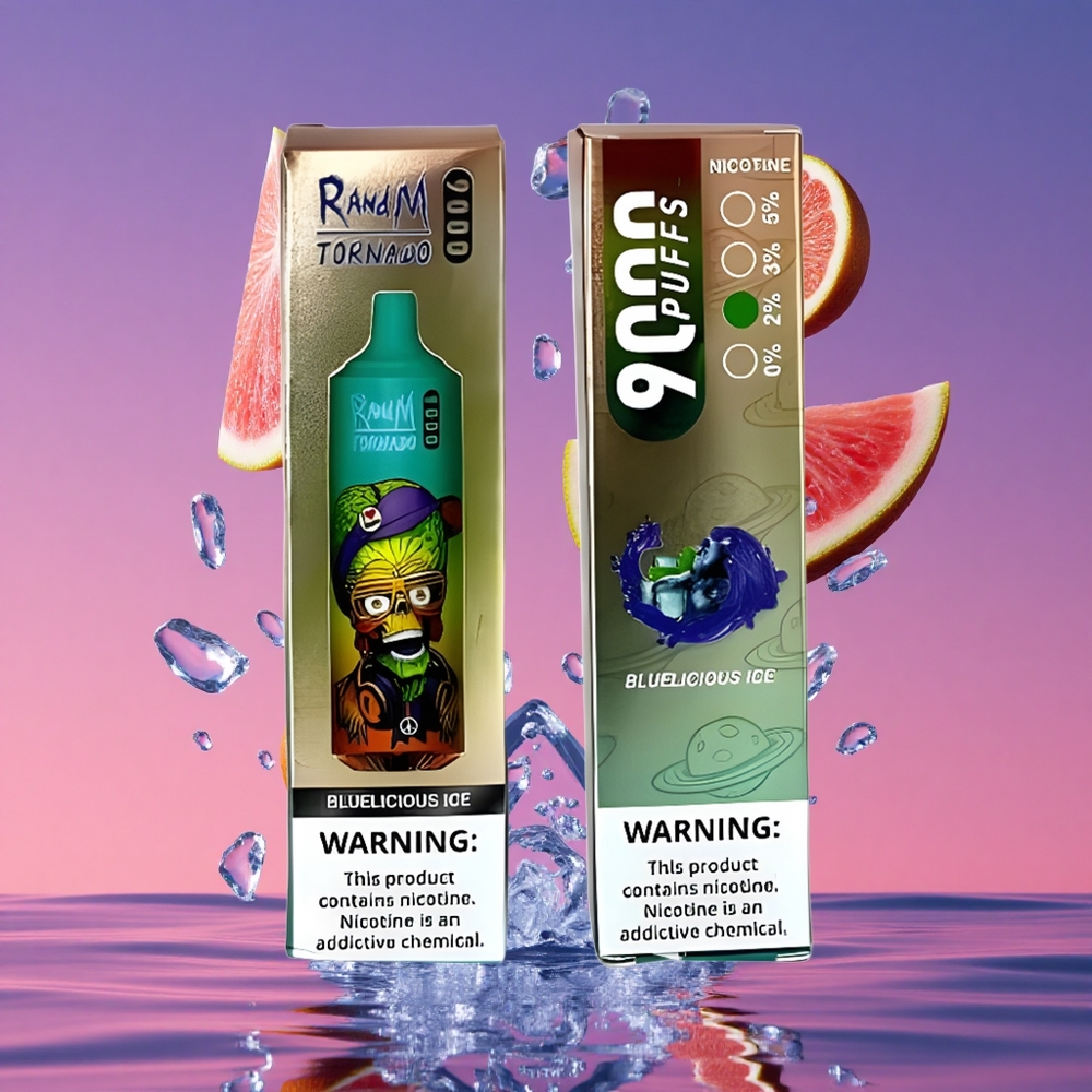 RandM Fumot Tornado 9000 Puffs Vaporizador Descartável Gelo Azul Delicioso com Bateria Recarregável de 850 mAh
