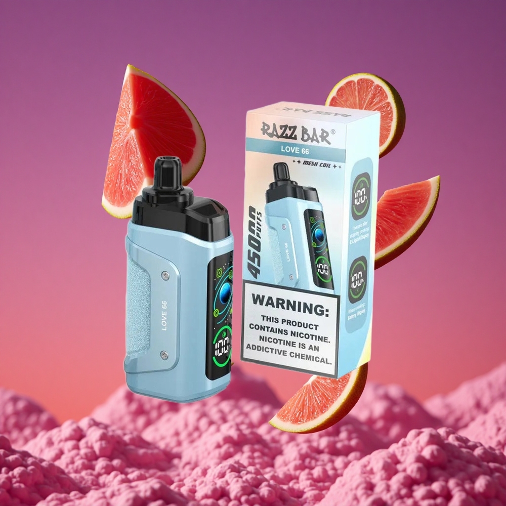 Razz Bar 45000 Puffs Descartável Vape Amor 66 com Bobina Mesh 1.0 Ohm e Bateria 650 mAh