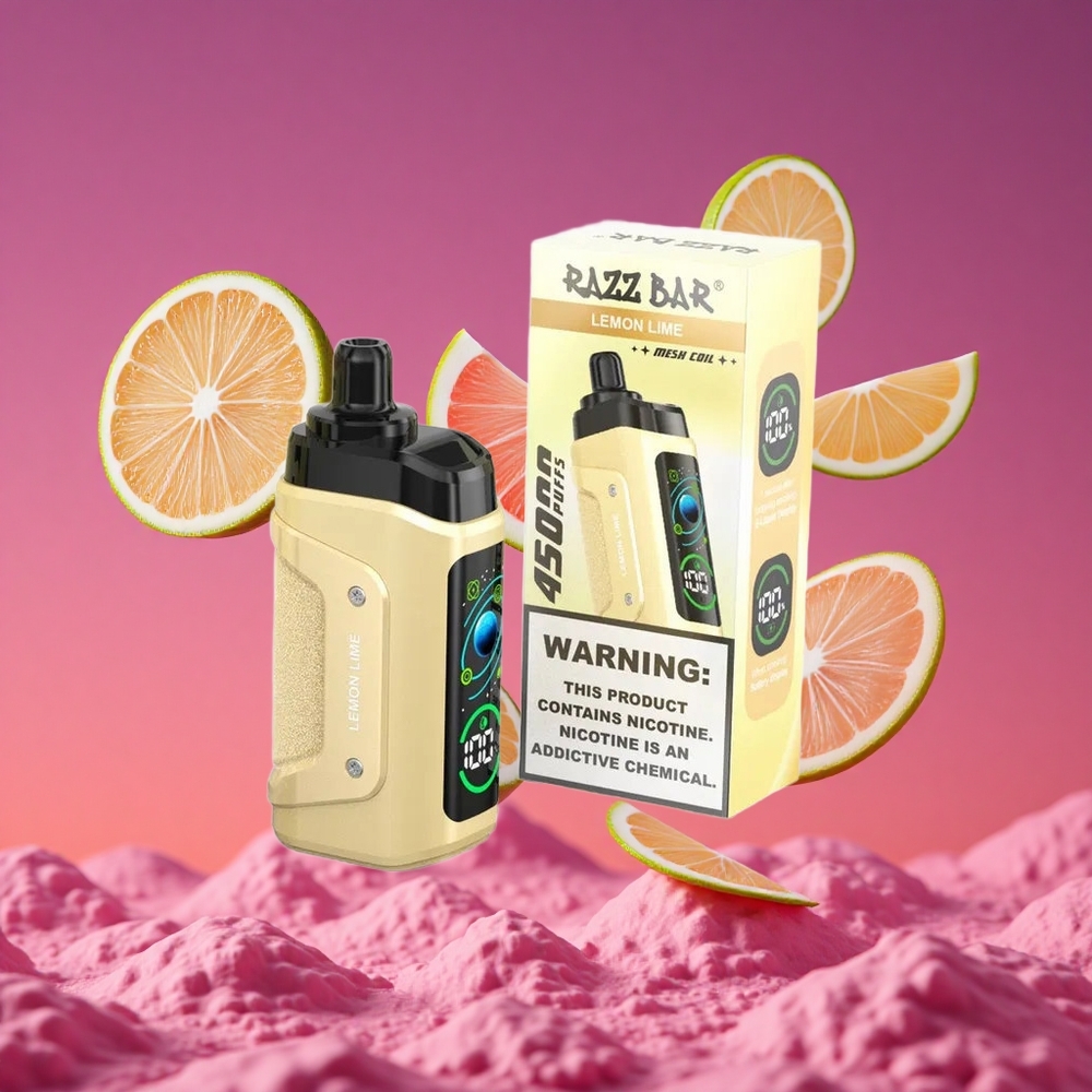 Razz Bar 45000 Puffs Vape Descartável Limão Lima com Bobina Mesh 1.0 Ohm e Bateria 650 mAh