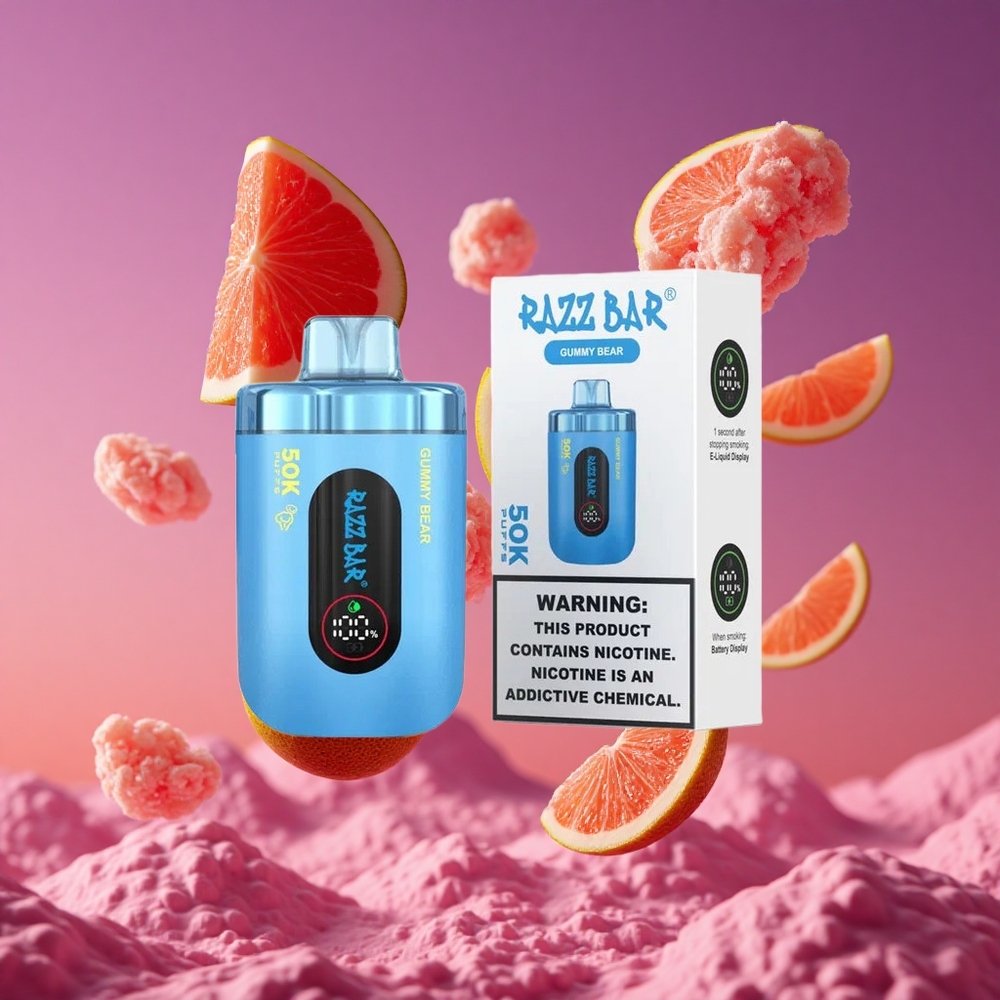 Razz Bar 50K Puffs Vape Descartável Urso de Goma com 50000 Puffs e Bobina Mesh 1.0 Ohm