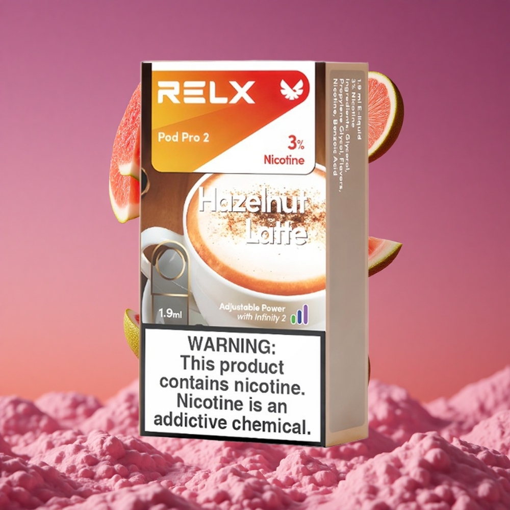 RELX Pod Pro 2 Avelã Latte 3% Nicotina 600 Puffs
