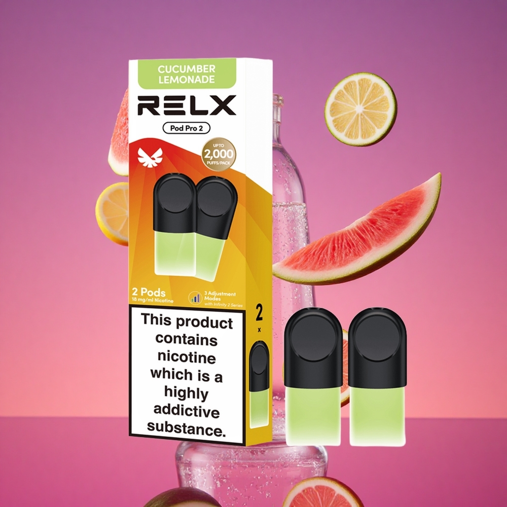 RELX Pod Pro 2 - Sabor Bebida-Pepino Limonada com 1,8% de Nicotina e 600 Puffs