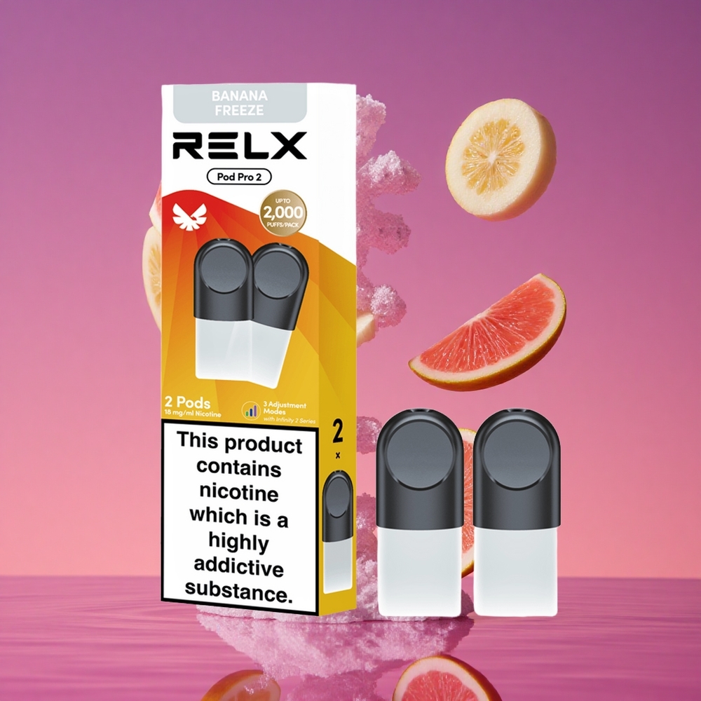 RELX Pod Pro 2 - Sobremesa-Banana Gelada com 600 Puffs e 1,8% de Nicotina