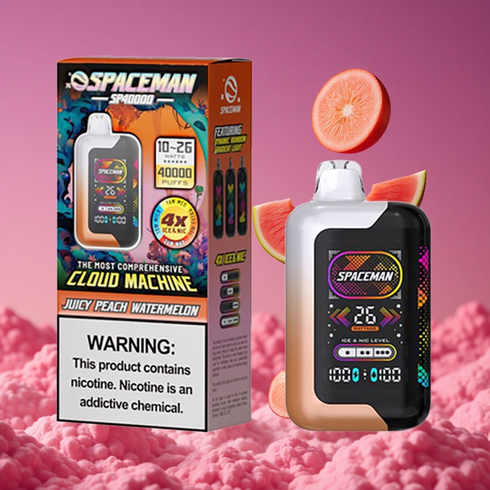SPACEMAN SP40000 Vape Descartável Pêssego Suculento Melancia com 40000 Caladas e 20ml de Líquido