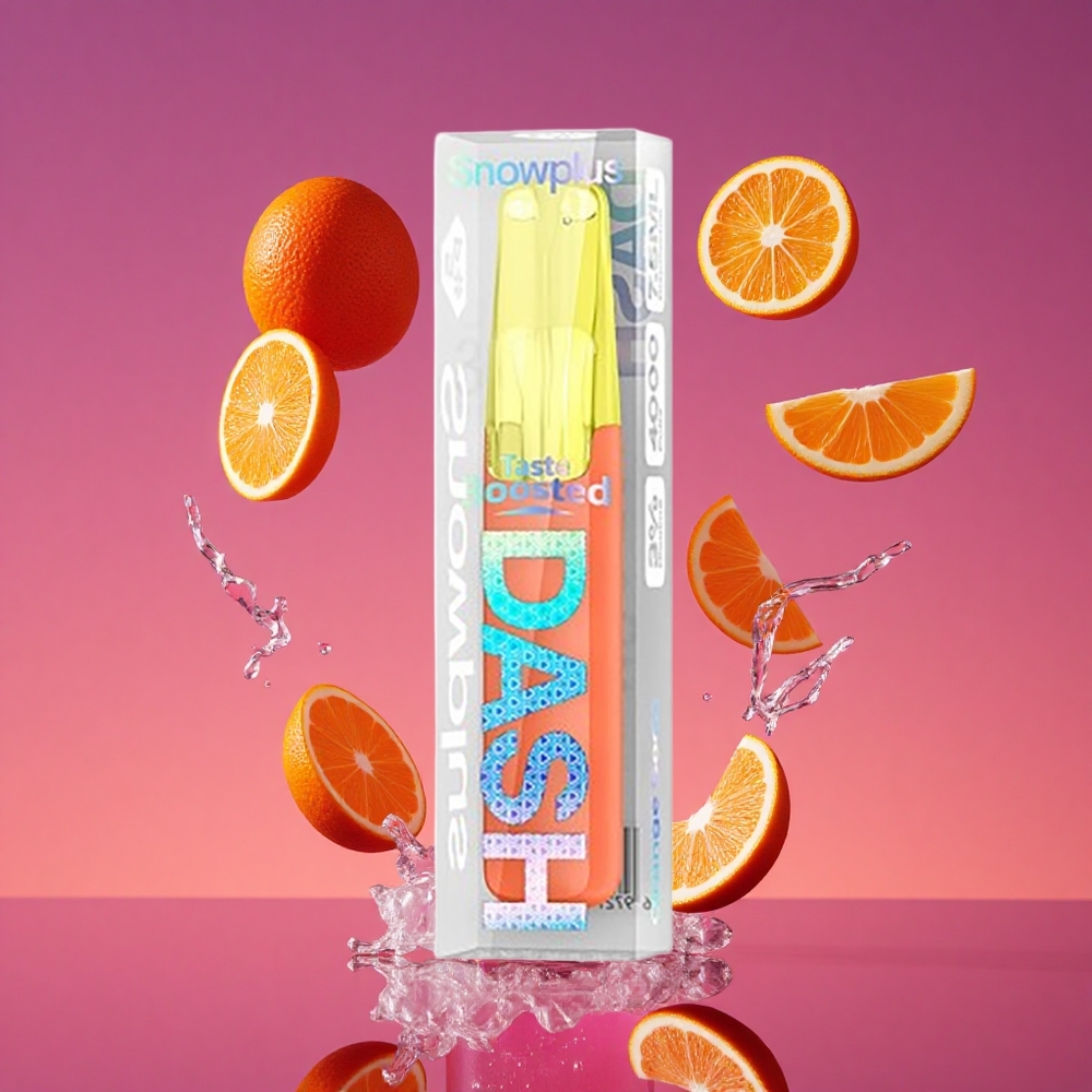 Snowplus Dash 4000 Puffs Dispositivo Descartável com Atomizador de Cerâmica e 7,5 ml de Líquido Refrescante Laranja Soda
