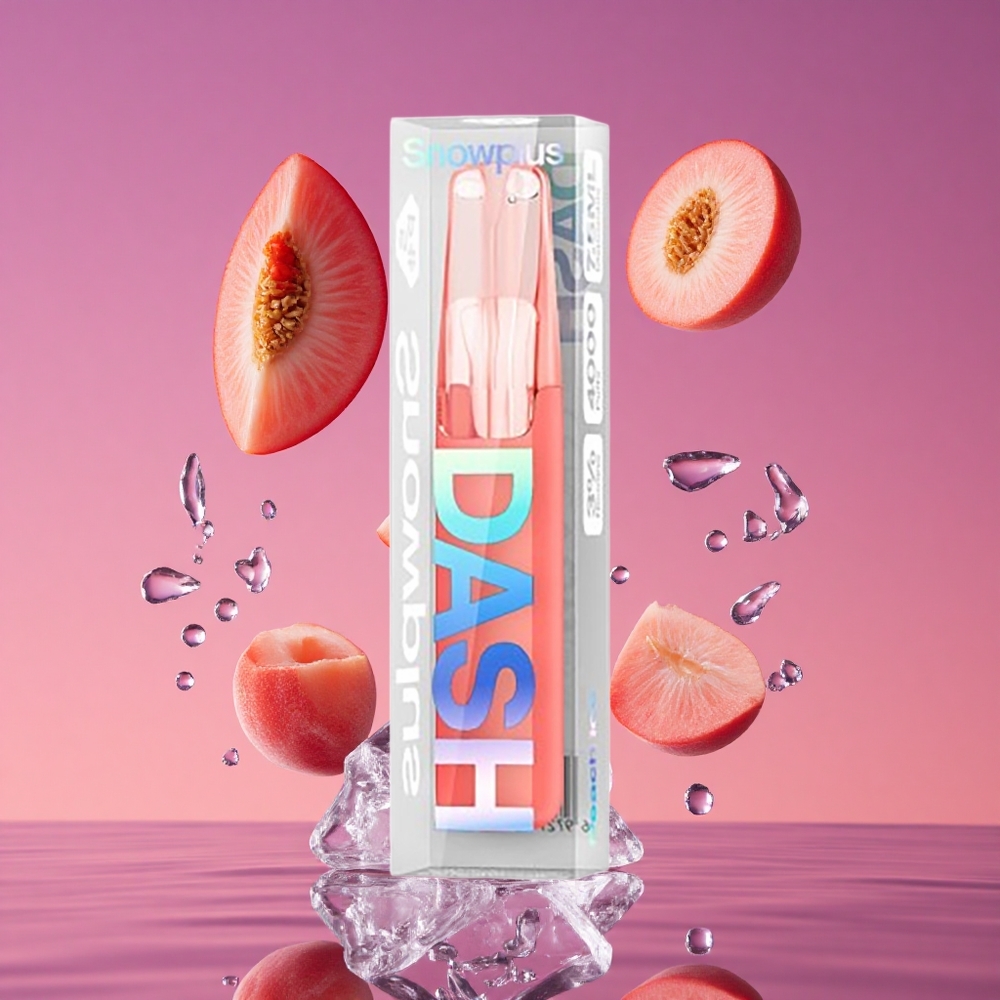 Snowplus Dash 4000 Puffs Dispositivo Descartável Pêssego Gelado com Atomizador de Cerâmica e 7,5 ml de E-líquido