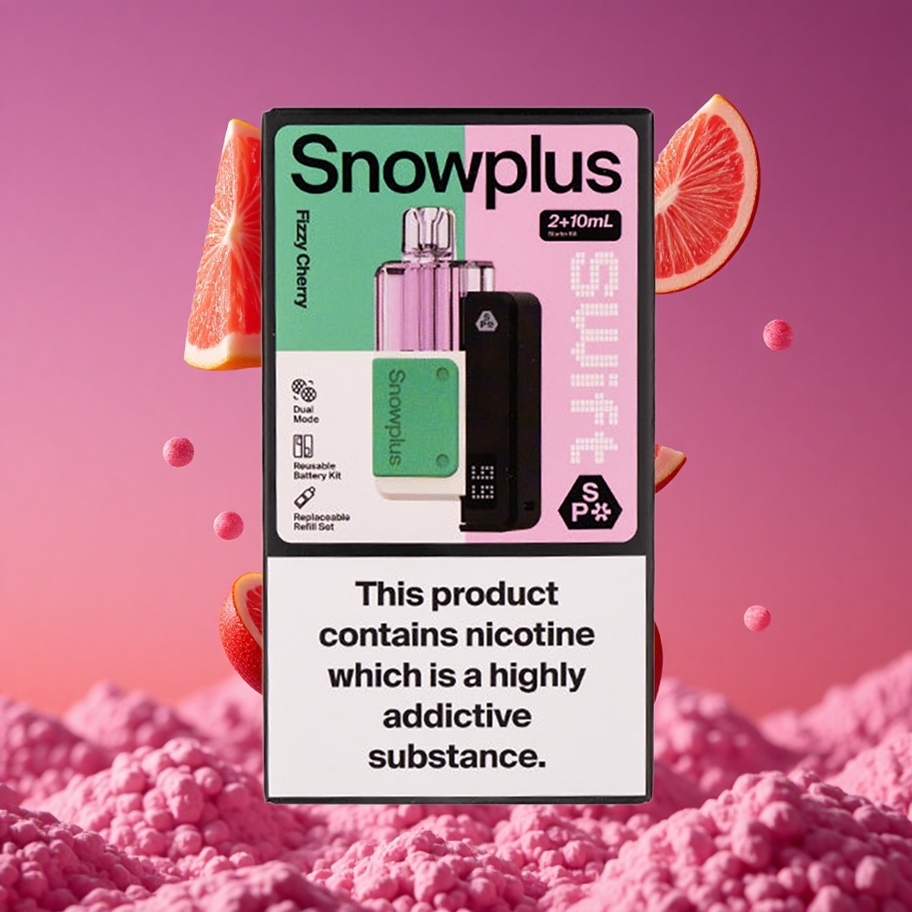 Snowplus Swift 5000 Puffs Prefilled Pod Kit Cereja Frizante com Bateria de 1000 mAh e Atomizador Duplo Mesh