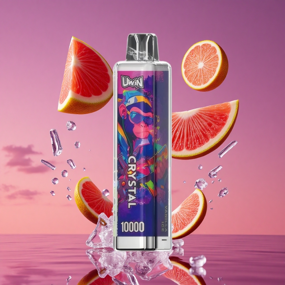 UWIN Crystal 10000 Puffs Baunilha Gelo com 18ml e 650mAh Recarregável