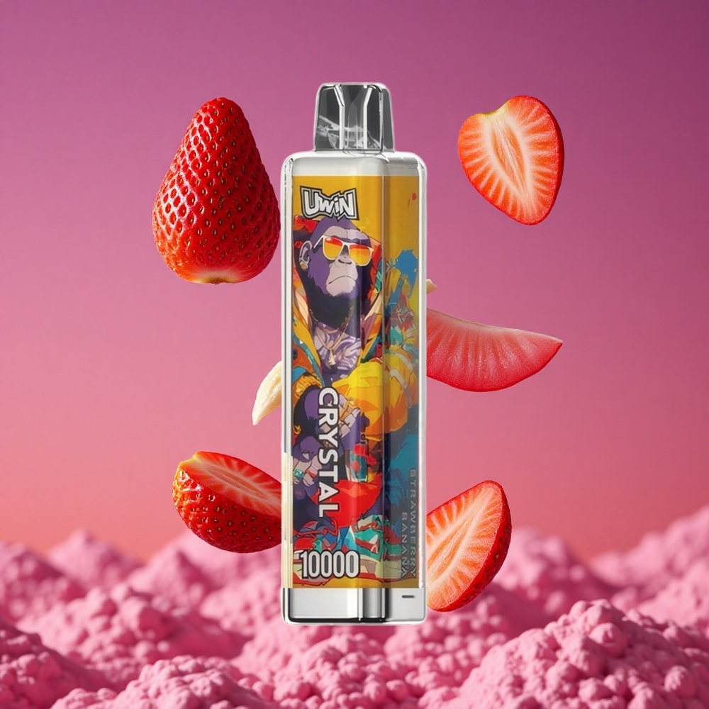 UWIN Crystal 10000 Puffs Morango Banana – 18ml de E-Líquido e 5% de Nicotina