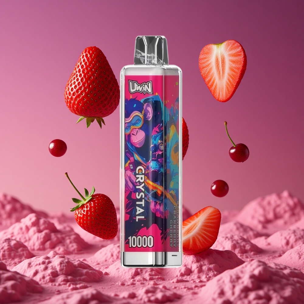 UWIN Crystal 10000 Puffs Morango Cranberry Cereja com 18ml e 650mAh Recarregável
